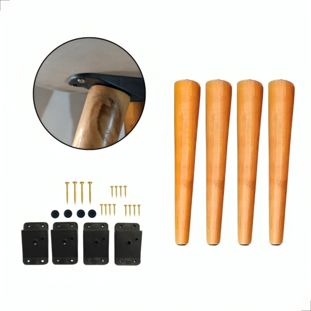 Pés Palito 25cm Retro Vintage Com Parafusos E Chapinhas Fixação Tampo Mesinhas