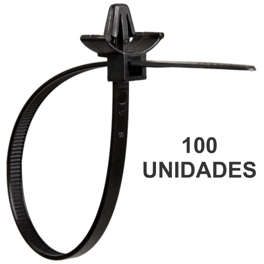 100 Unidades Abraçadeira com Clip de Nylon - Resistente 200 x 4,6 mm