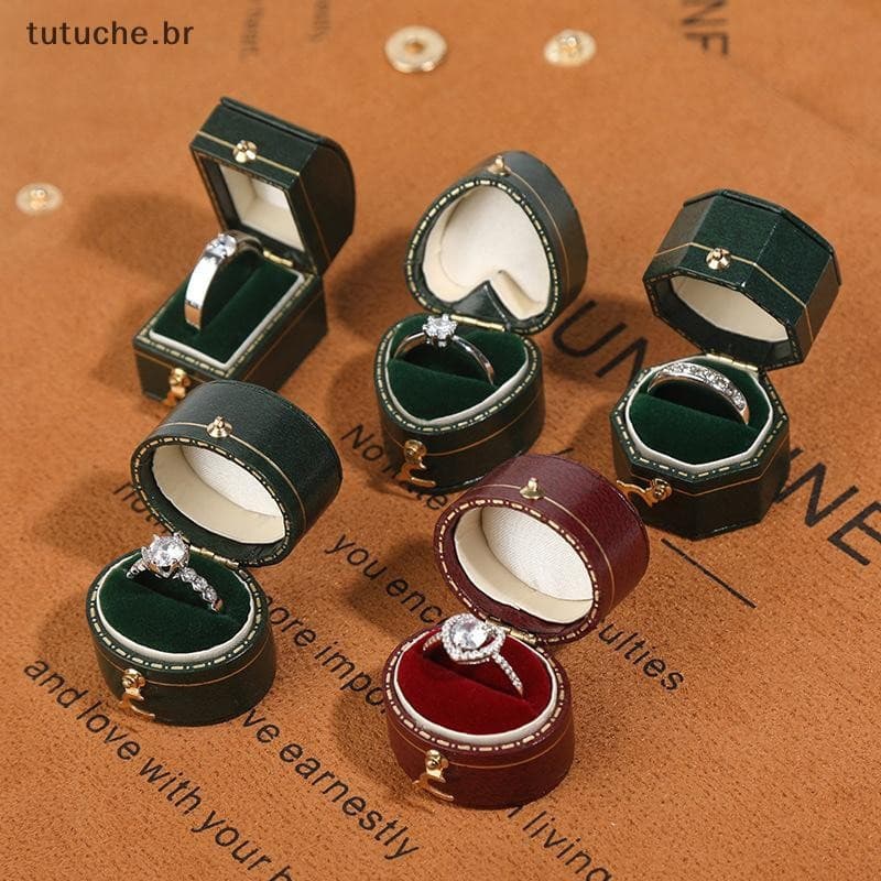TU Vintage Portátil Mini Caixa De Anel Requintado Moda High-end Jóias Tiro Adereços Luz Luxo De Noivado BR