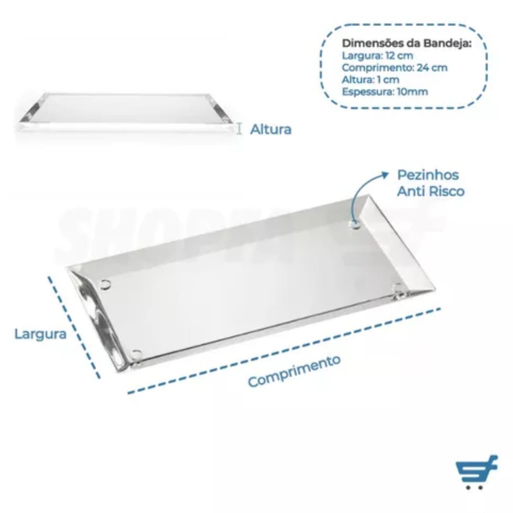 Bandeja Lavabo Decorativa  Acrilico Maciço Bisote Luxo PROMOÇÃO