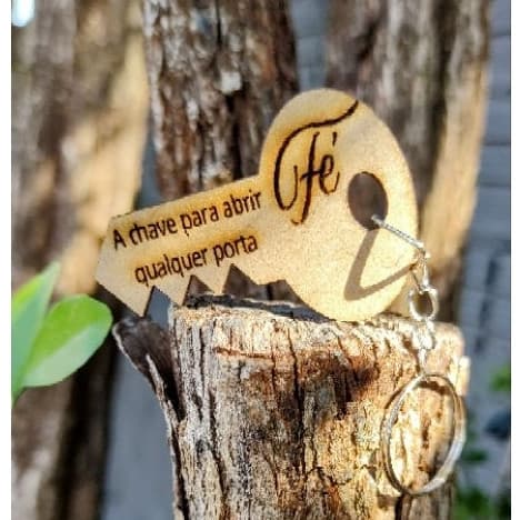 Chaveiro Chave Fé 50  unidades MDF cru para festa, igreja, lembrancinhas, casamento
