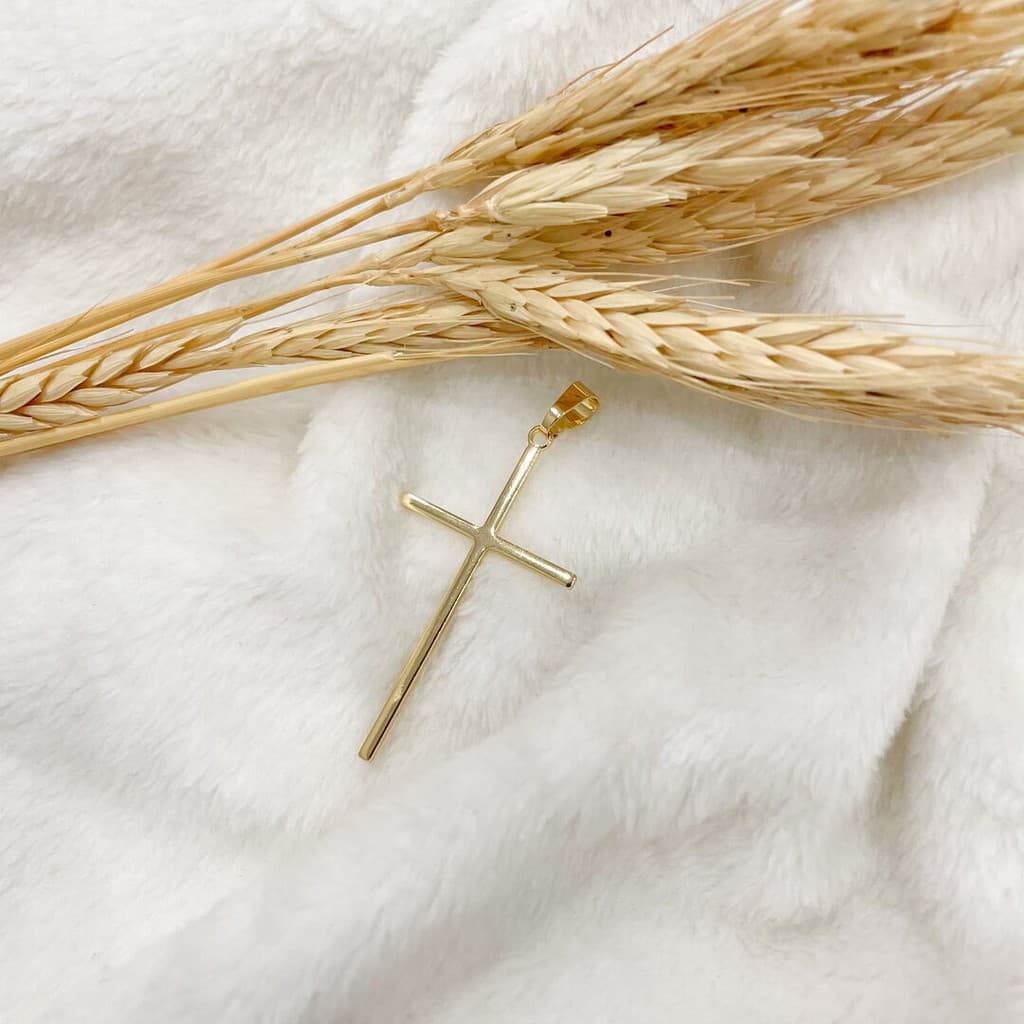 Pingente de Crucifixo GG Liso Dourado