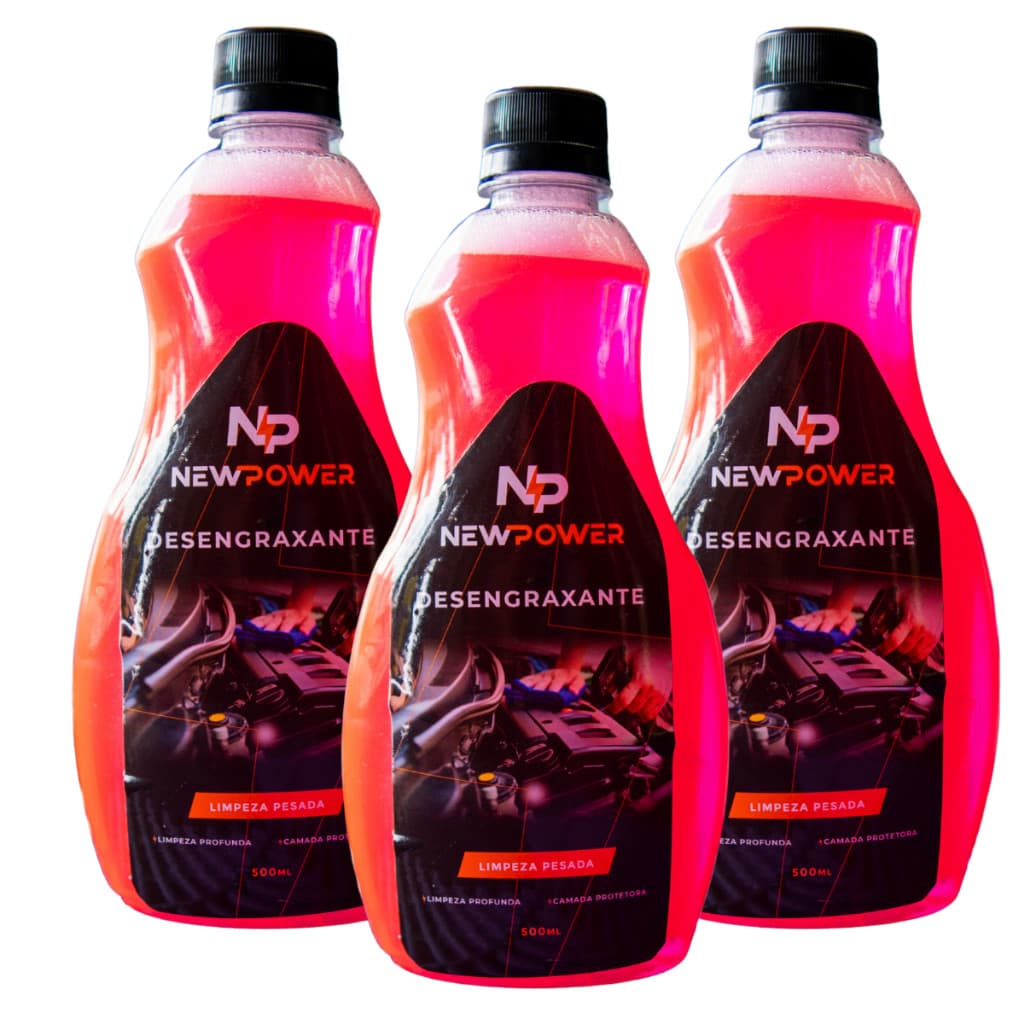 (3 UNI) Desengraxante Removedor Limpeza Pesada Graxa Oleo New Power 500 ML