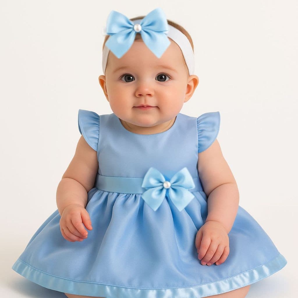 Vestido Princesa Bebê Luxo Vermelho com Tiara Natal Detalhes em Voil E Cetim Cores