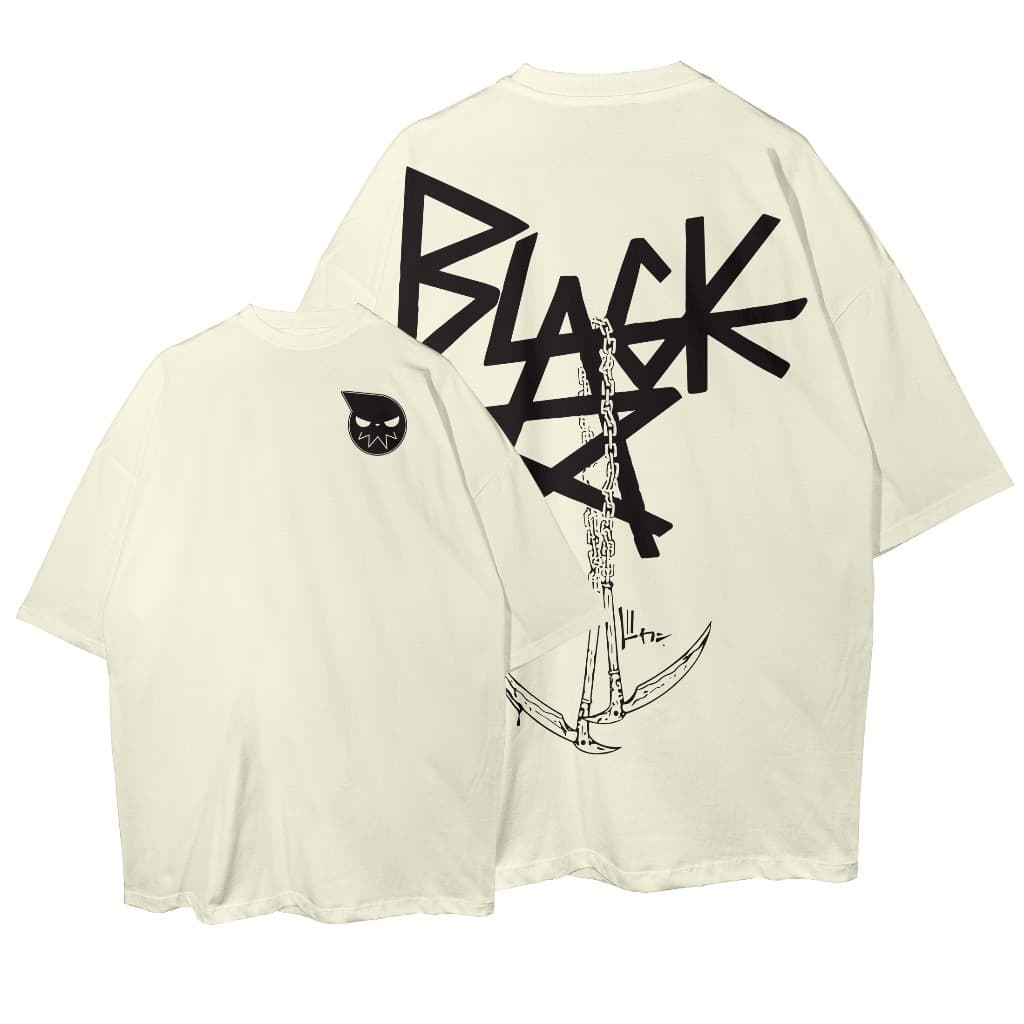 Camiseta Oversized Soul Eater Blackstar Chain Scythe Foice Anime Streetwear Camisa Unissex