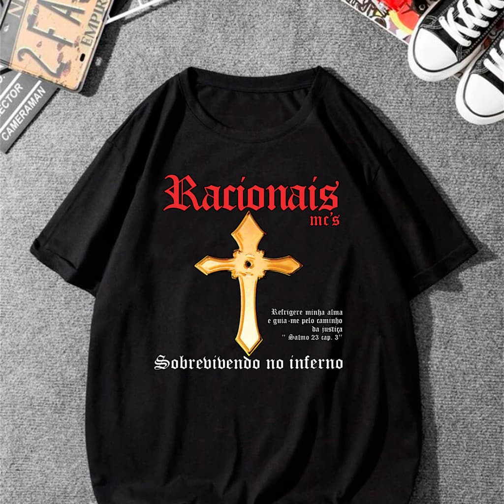 Camiseta Algodão Racionais Sobrevivendo No Inferno Vintage Tee Lançamento Alta Qualidade Tamanhos Envio Rapido