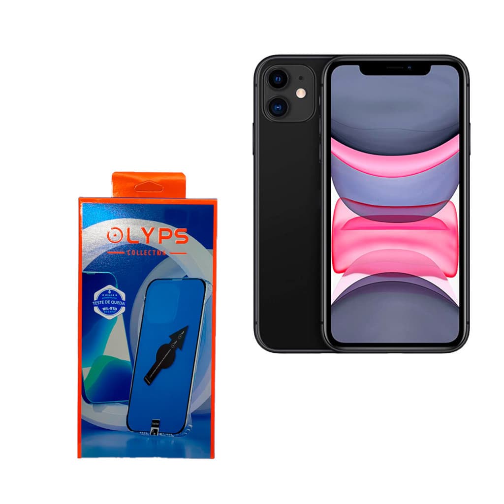 Capa Olyps Acrílico Transparente Com Película Linha Iphone 11