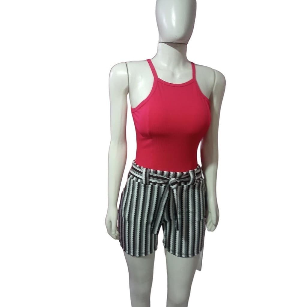 Shorts Feminino Colmeia Detalhe Laço De Amarrar