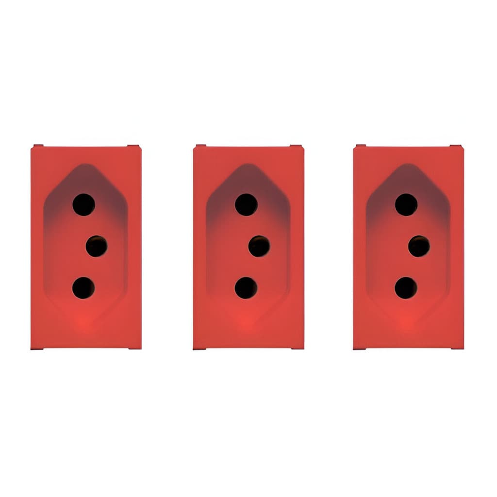 Kit 3 modulos tomada 10a 3 vermelho soprano siemens ilus
