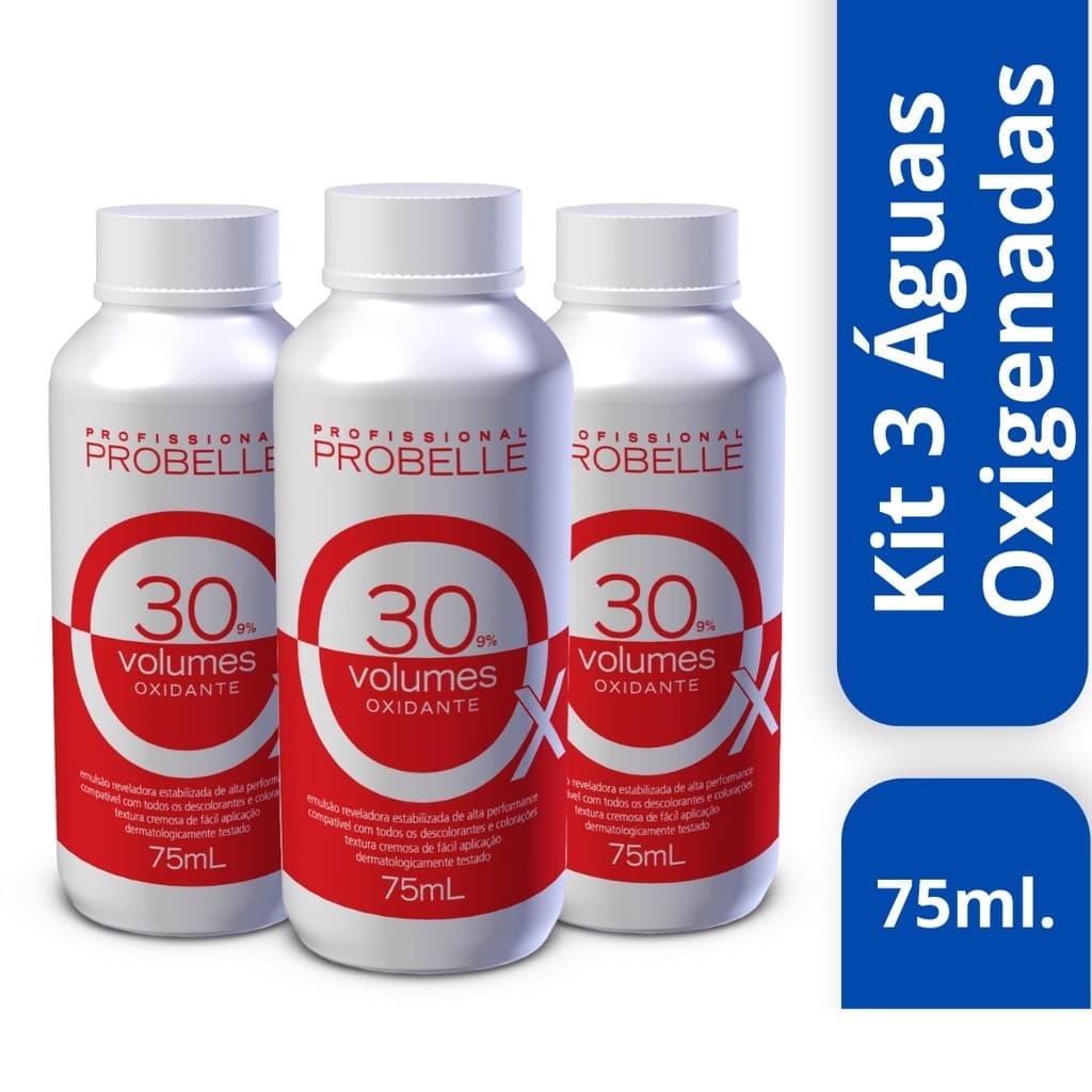 KIT 3 ÁGUAS OXIGENADAS 30 VOLUMES PROBELLE 75 ml