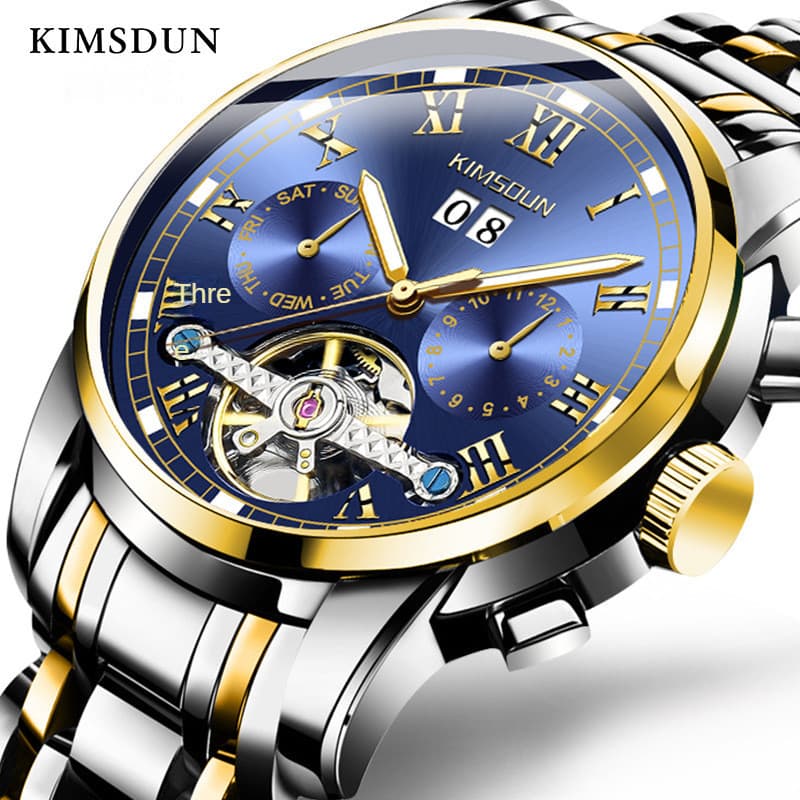 KIMSDUN Marca Relógio de Negócios Relógio Masculino Tourbillon Relógio Mecânico Multifuncional Luminoso À Prova D 'Água
