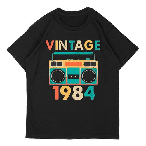 Camiseta Vintage Ano 1984 Personalizado Data 100% Algodão