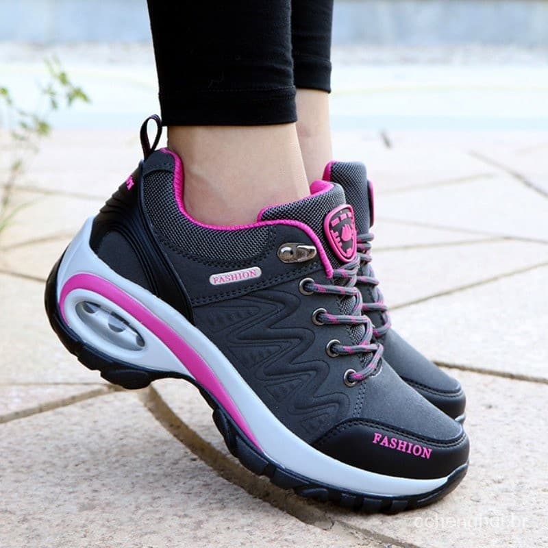 Ginásio Sapatos Femininos Nova Almofada De Ar Esportes Correndo Moda Renda Plataforma DEQI