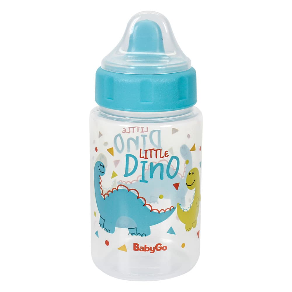 Copo De Transição Infantil C/ Tampa Higiênica e Válvula Redutora de Pingos 340ml Little Dino BabyGo