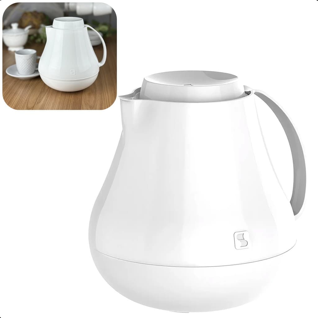 Bule De Café Chá 400ml Quente E Frio Térmica Branca Sonetto Soprano