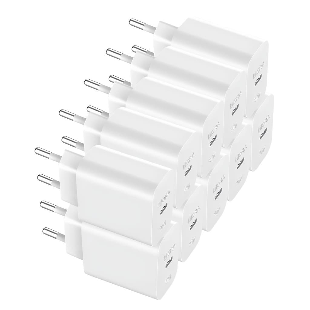 KIT 10x Carregador Usb 1Hora, Porta Usb C Pd20W Branco