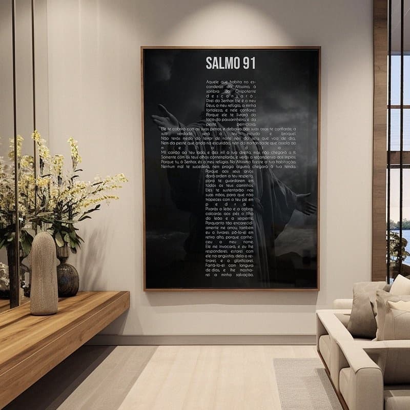 Quadro Decorativo 110x80cm  Salmo Hall da Luxo Sala Quarto Casa Decoração De Parede Mdf Adesivo