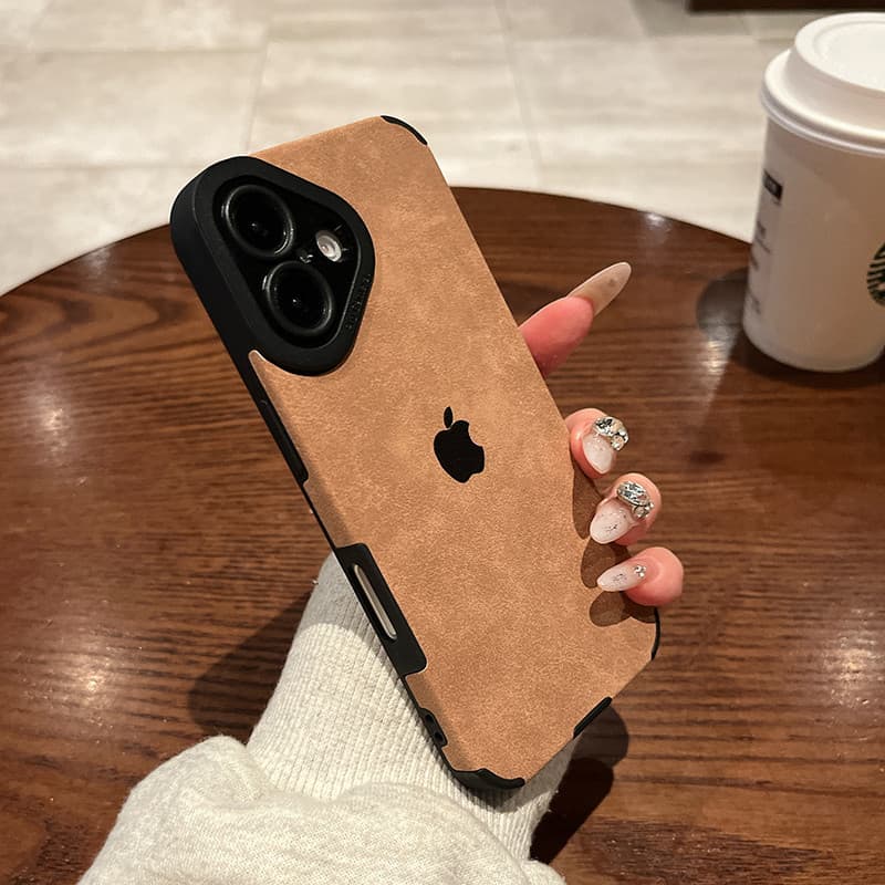 Luxo Fosco Caso De Couro Para iPhone 16 15 14 11 12 13 Pro Max Prova De Choque Pára-Choques Macio Silicone Telefone Capa