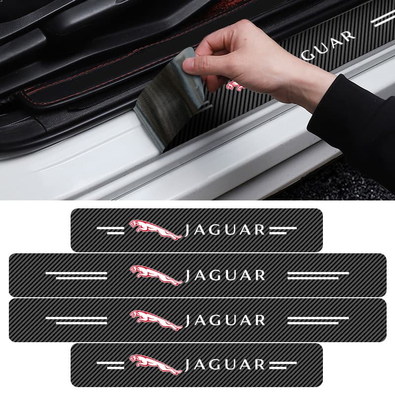 Adesivo De Proteção De Soleira De Porta De Fibra Rbon 4 Peças Acessórios De Carro Para Jaguar XF XE XJ F-PACE X-Type S E