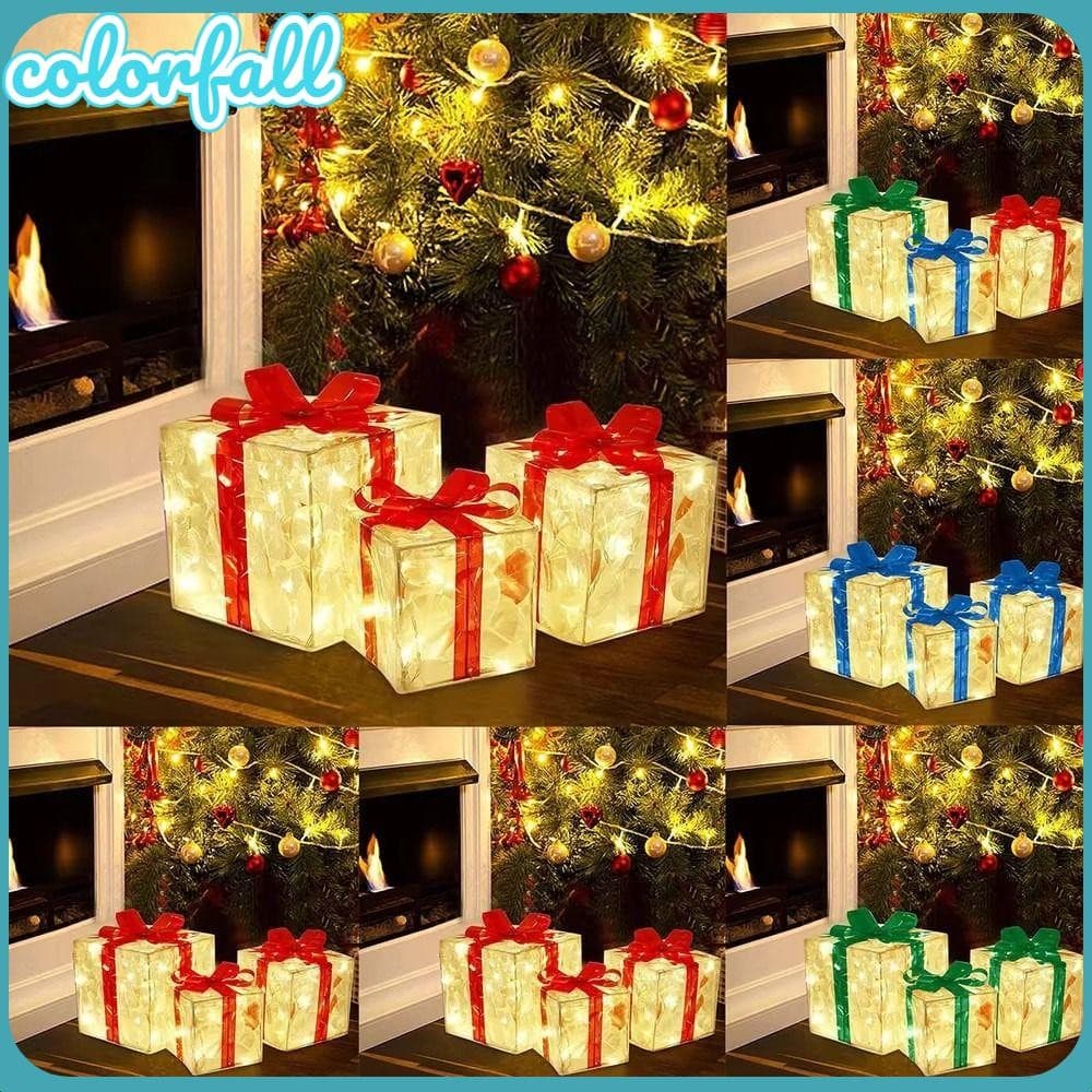 COLORFALLC 3 Pçs/Set Caixa De Iluminação De Natal , Conjunto De Luminosa Em PVC , Dobrável