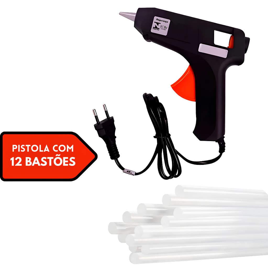 Pistola De Cola Quente Com 12 Bastões (110v e 220v) Profissional Bivolt