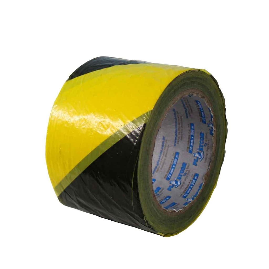 Fita para Sinalização Zebrada Preta e Amarela 200 m Plastcor