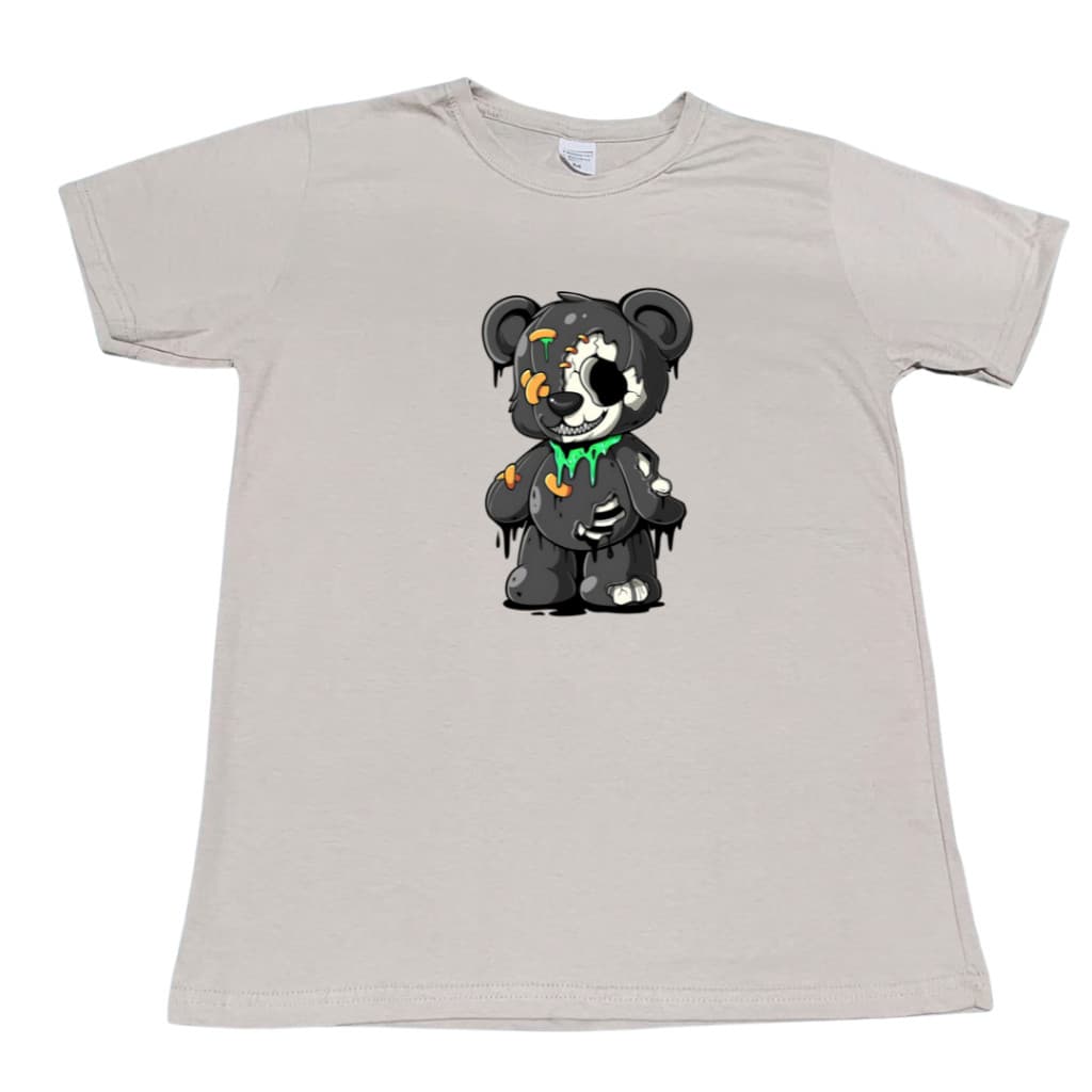 Camiseta Camisa Manga Curta Unisex Urso Esqueleto Camiseta 100% Algodão