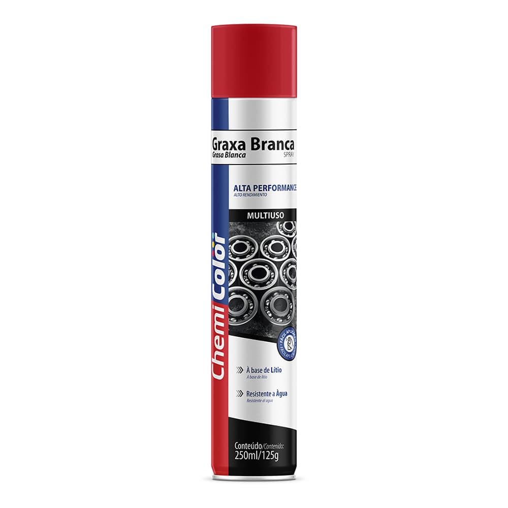 Graxa de Lítio Branca Spray 250ml/125g - Chemicolor