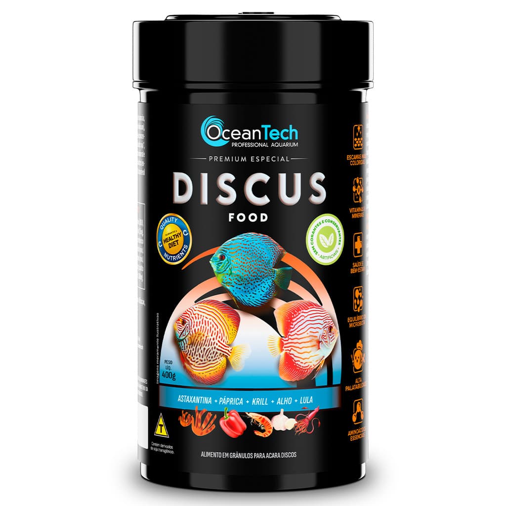 Ração Discus Food 400g Ocean Tech para Peixe Acará-disco Aquário