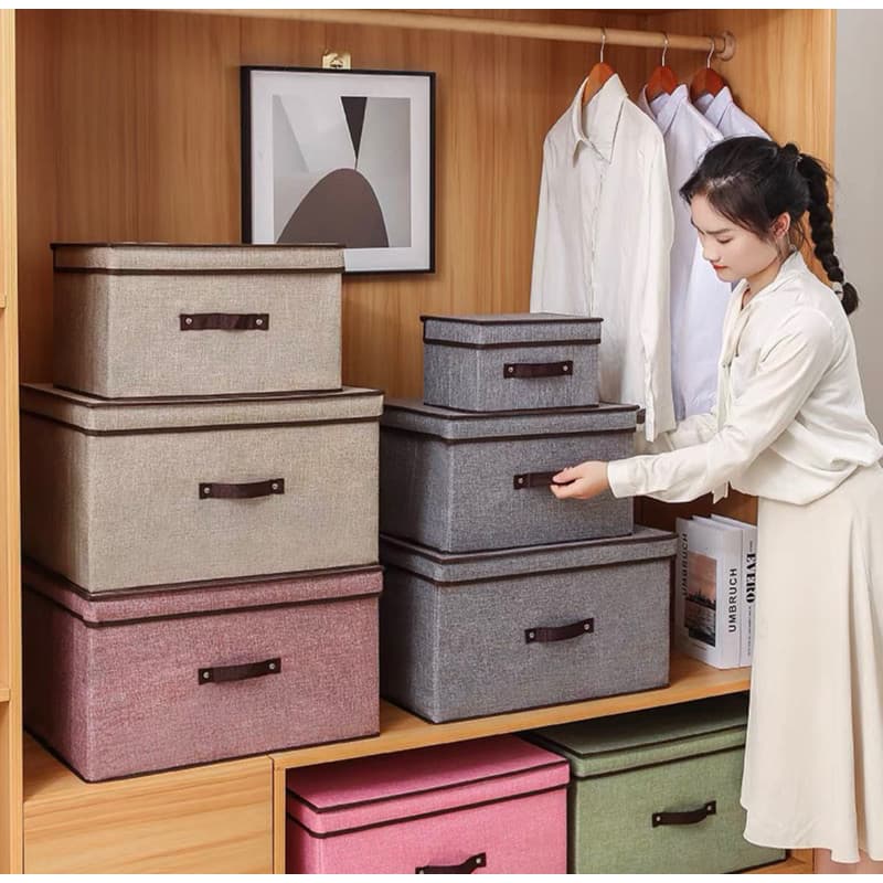 Caixa Organizadora Com Tampa 40x30x25CM Multiuso Guarda-Roupas Closet Organizador Brinquedos Objetos Livros 50L