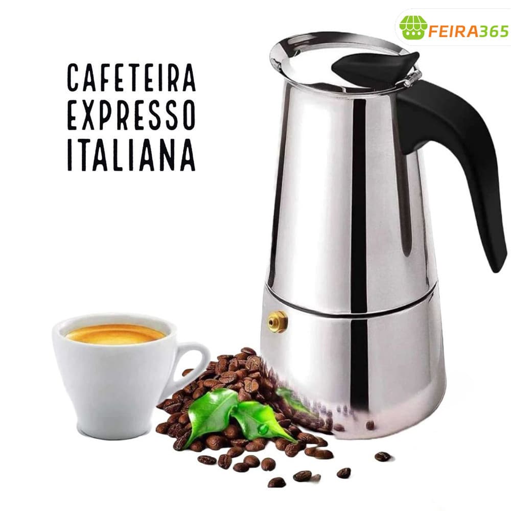 Cafeteira Italiana Inox 9 Xícaras - Expresso Profissional + Moka 4/6 Xícaras com Filtro de Alta Pressão