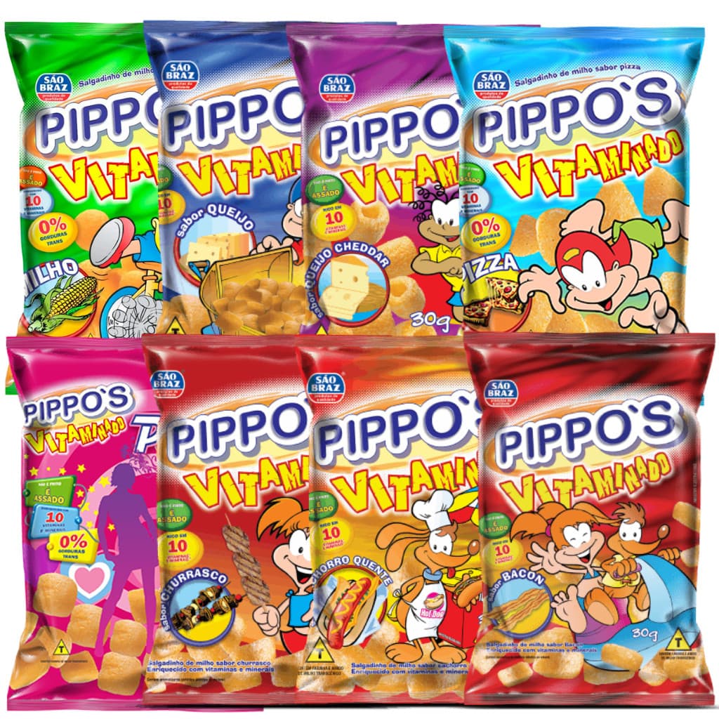 Kit Salgadinho Pippos Vitaminado 30g Original Crocante