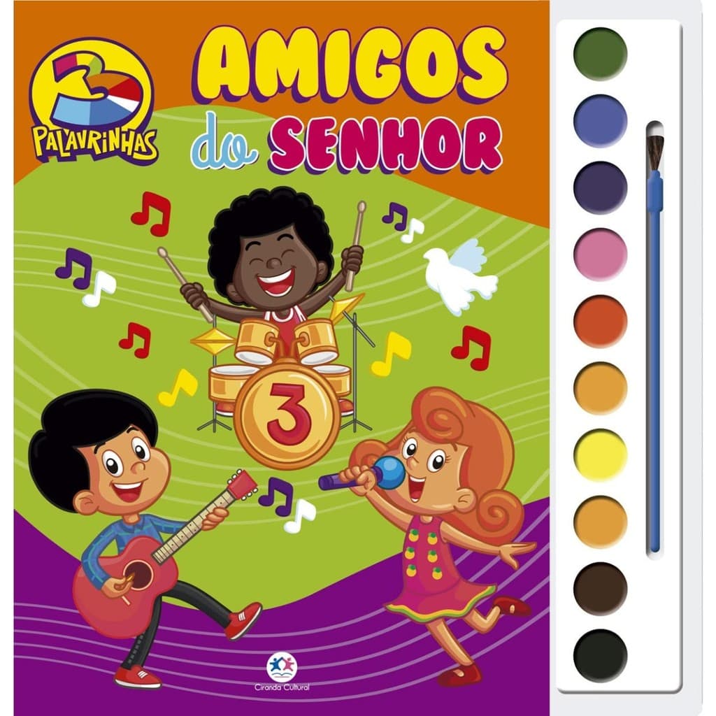 Livro Infantil para Pintar com Aquarela 3 palavrinhas - Amigos do Senhor