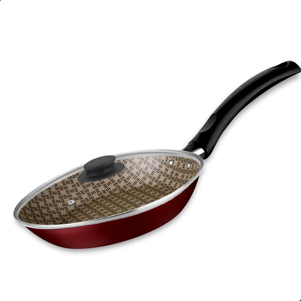 Frigideira com tampa tramontina antiaderente 20cm vermelha