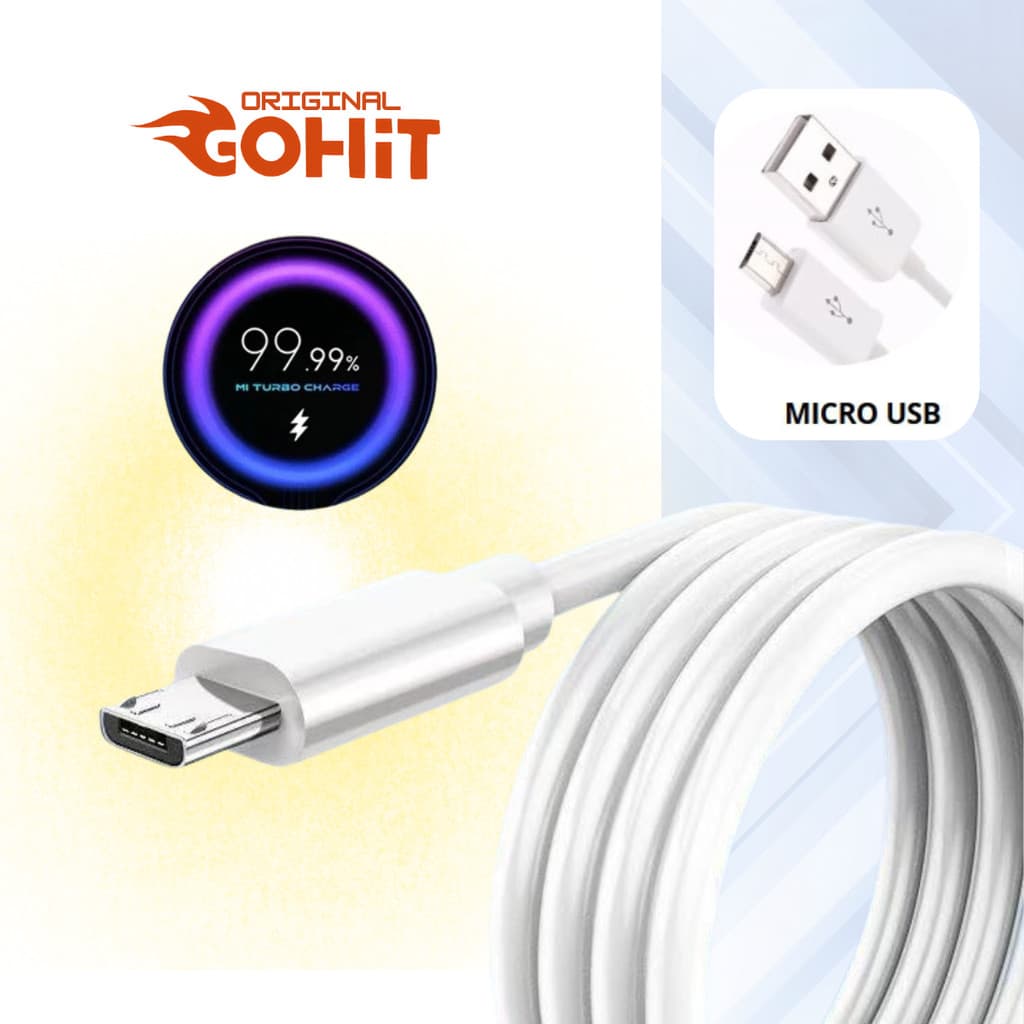 Kit 20 Cabos Pacote Fechado Para Celular MICRO USB MARCA GOHIT - ORIGINAL DE QUALIDADE  Vários Modelos  COR ALEATORIA