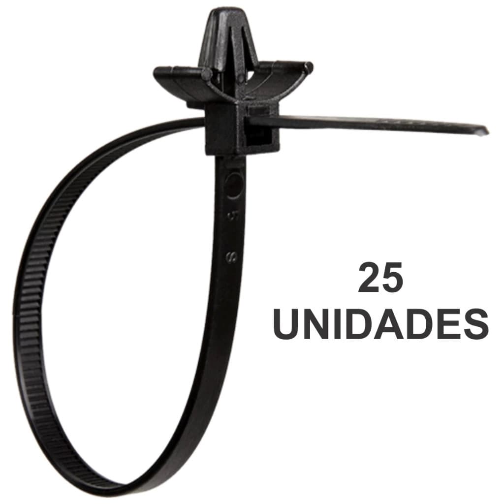 25 Unidades Abraçadeira com Clip de Nylon - Resistente 200 x 4,6 mm