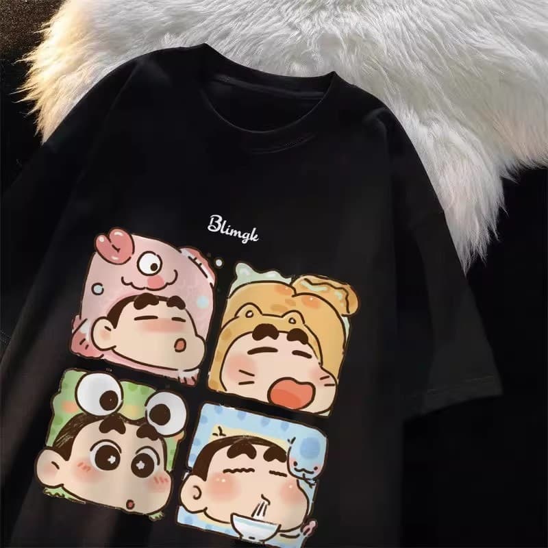Camiseta Masculina e Feminina Algodão Oversized Verão Limoncelo Crayon Shin-chan