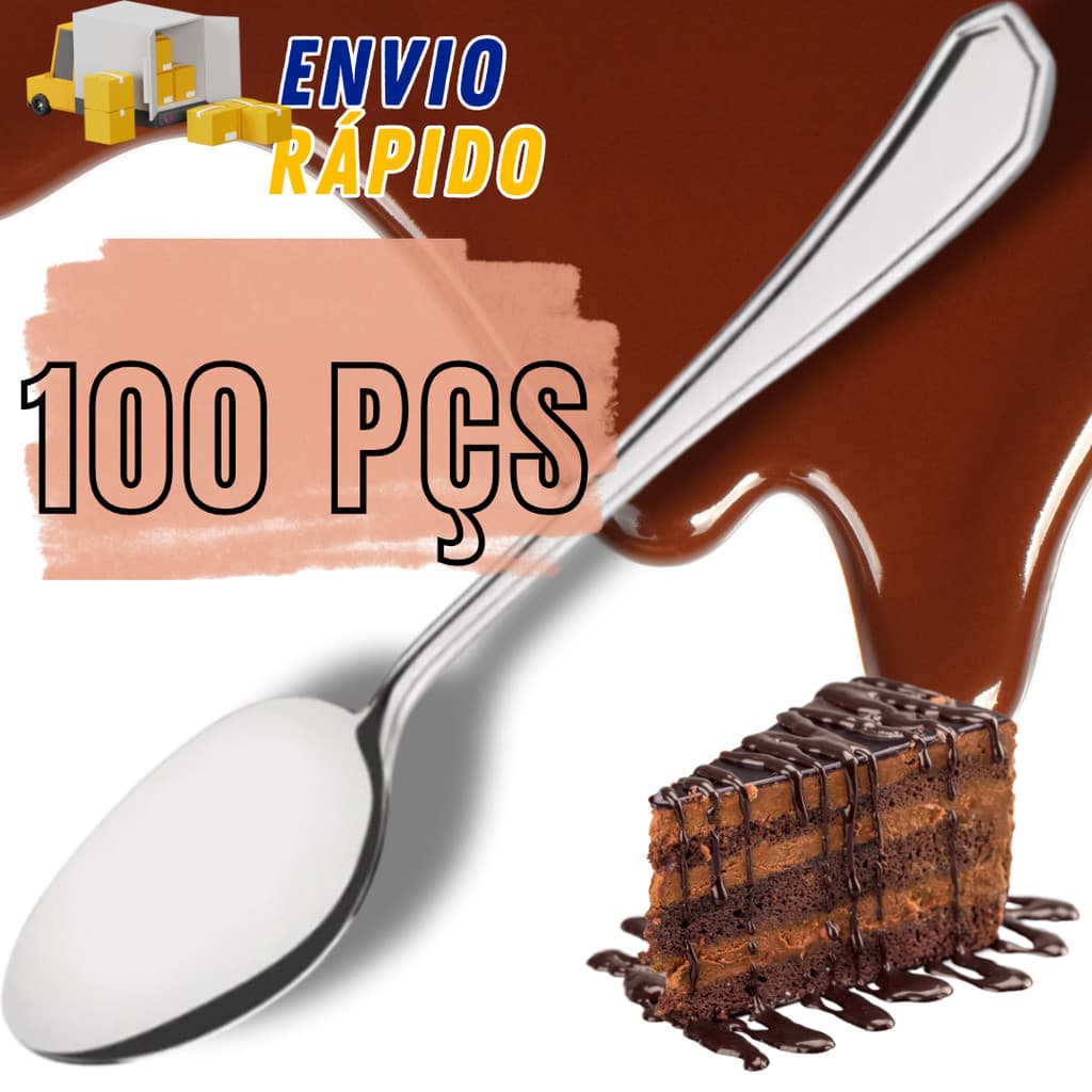 Kit 100 Colheres De Sobremesa Em Aço Inox Talheres Completos Doces Bolo Conjunto Jogo Restaurante