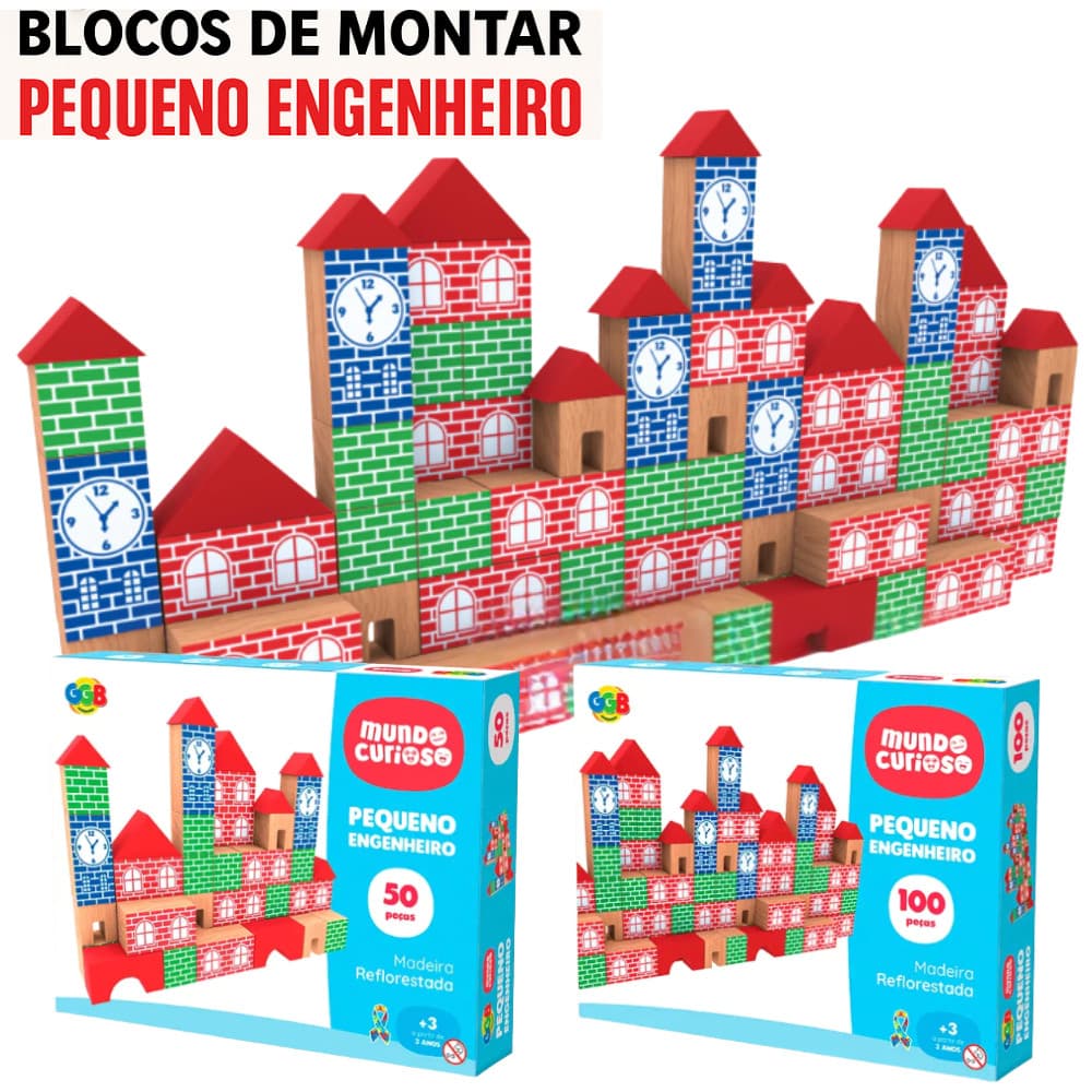 Castelinho de Blocos de Montar Brincando Construção Pequeno Engenheiro Criança Brinquedo Educativo