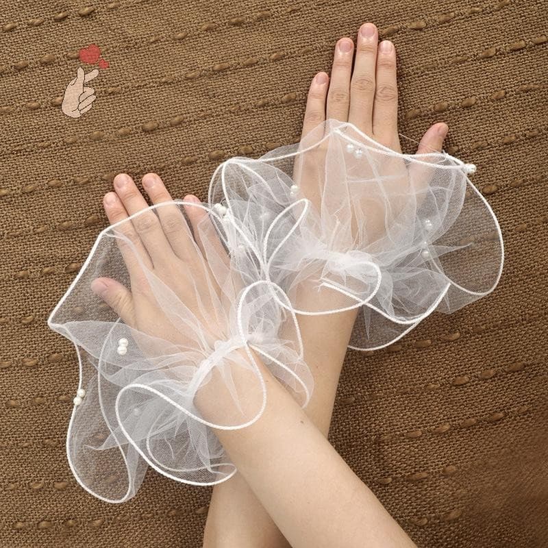 [PEBR] 1 Par De Manga Flare Para Manicure , Fundo De Foto , Punhos De Tule De Casamento , Decoração Portátil , Fotografi