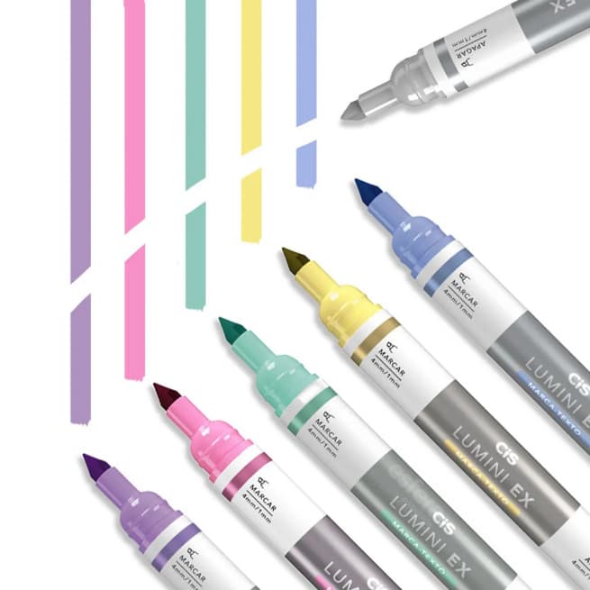 Marca Texto Apagável CIS Lumini Ex Marca e Apaga Caneta Marca Texto Escolar Faculdade Planner