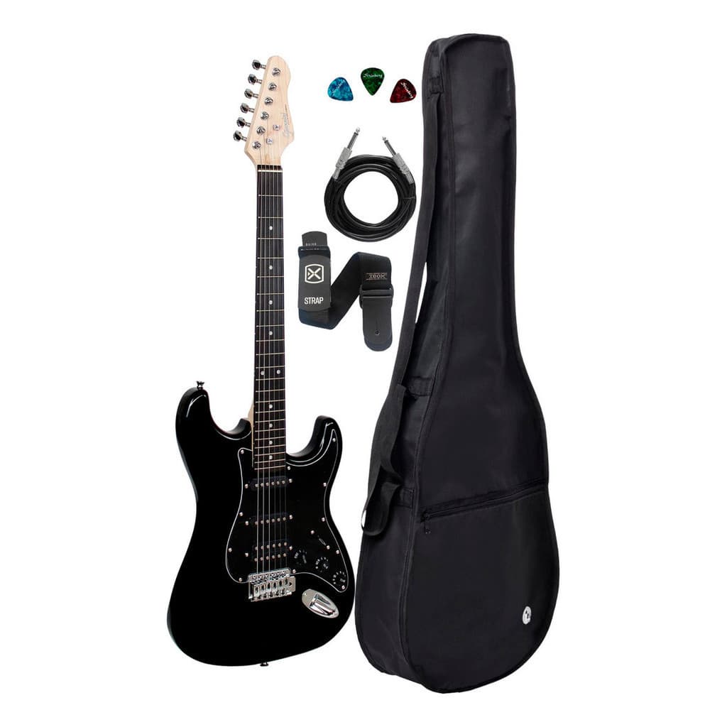 GUITARRA GIANNINI GGX-1H-BK/BK +CAPA SIMP+CABO+CORREIA