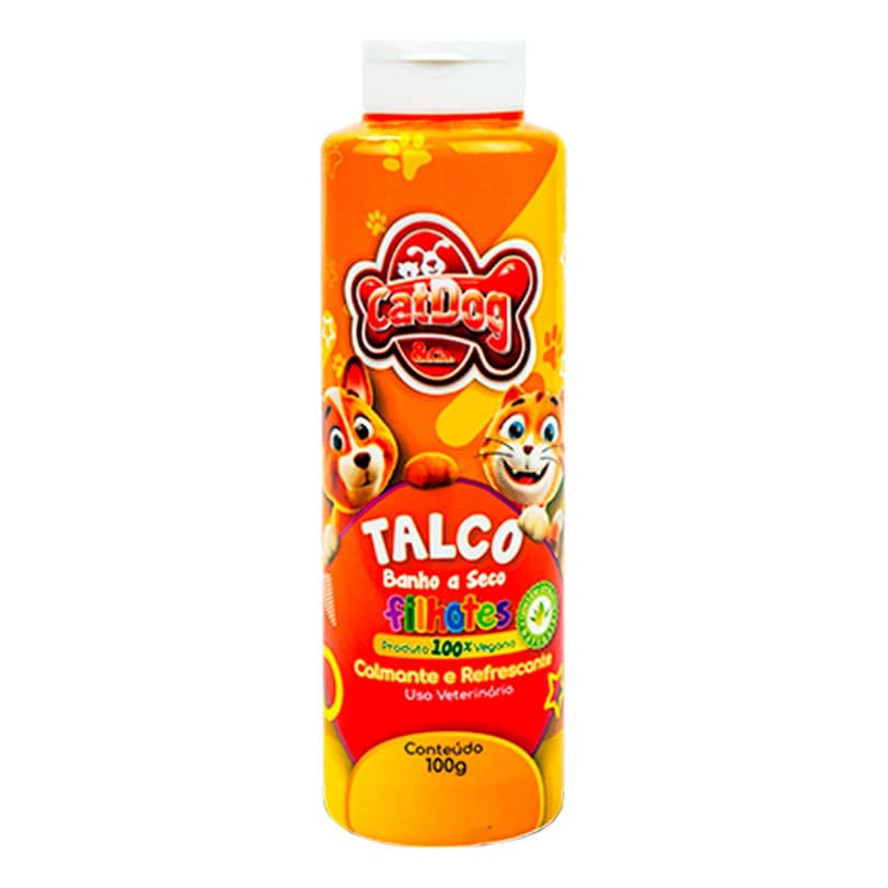 Talco Vegano Banho A Seco Cães e Gatos Refrescante 100g Filhotes - Pet, Cachorro, Gato, Pet shop