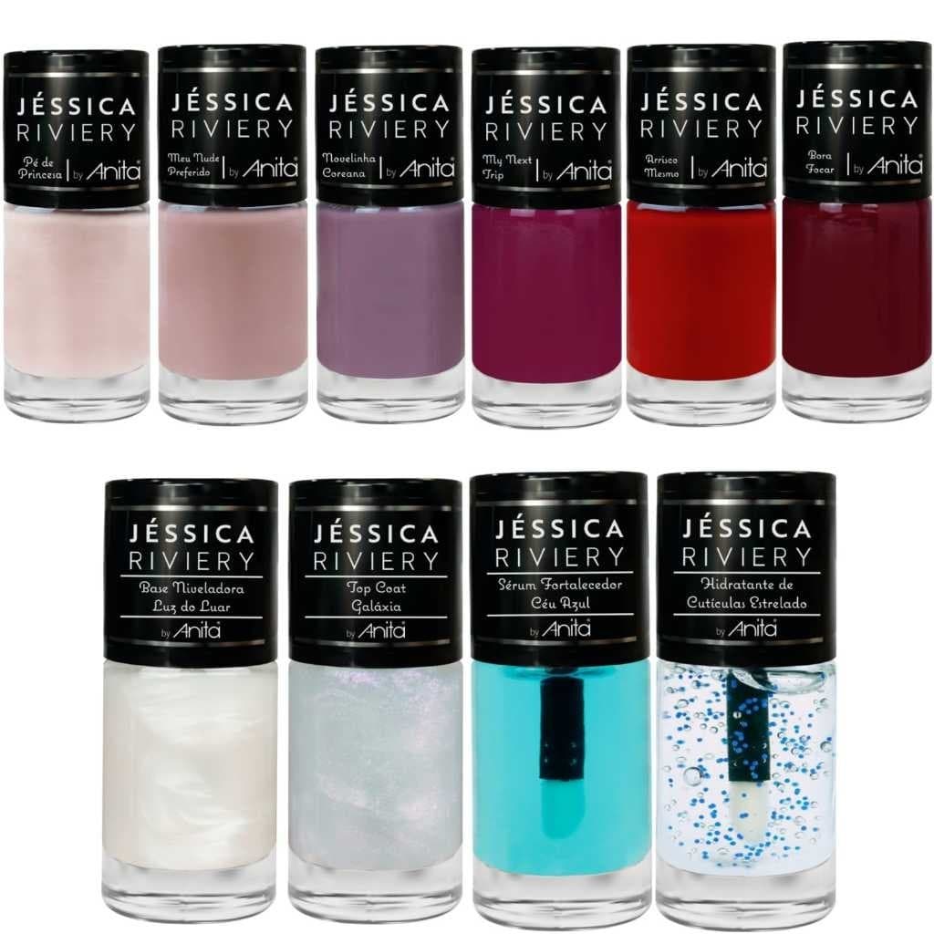 Kit 10 esmaltes Anita Coleção completa Tratamento Jéssica Riviery Manicure