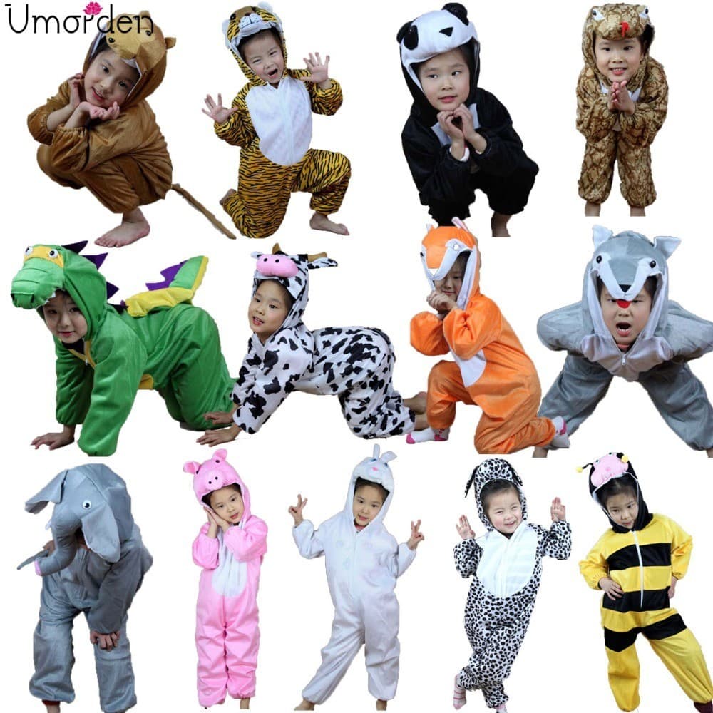 Crianças Fantasias De Animais Cosplay Dinossauro Elefante Tigre Halloween Fato De Salto Para Menina
