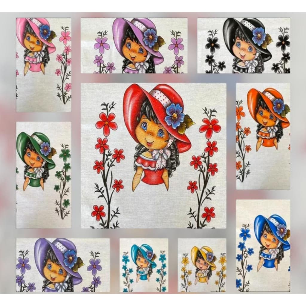 Kit  Panos de Prato Boneca Chapéu crochê 50 x 73cm 100% algodão Escolha Sua Cor Tamanho Grande