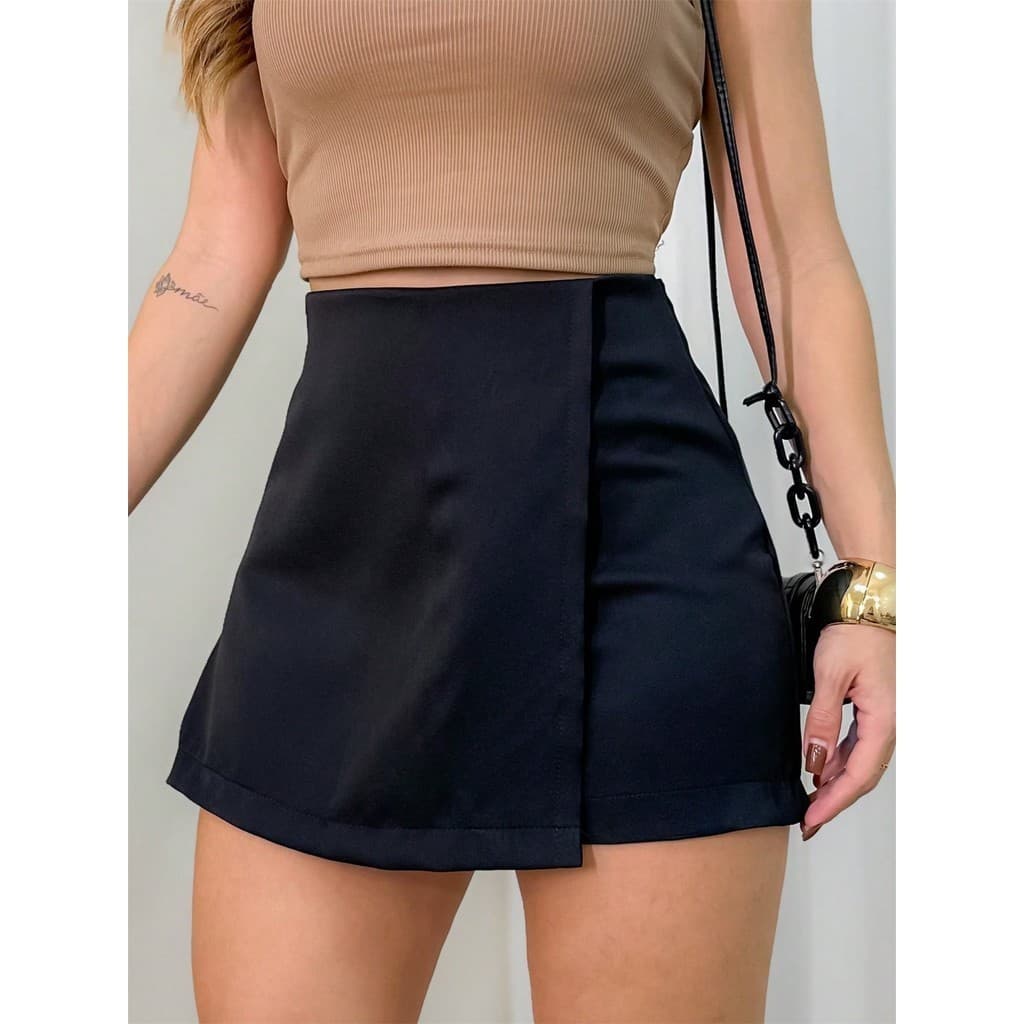 ONSAY Shorts saia/zíper lateral/estilo básico/DD039