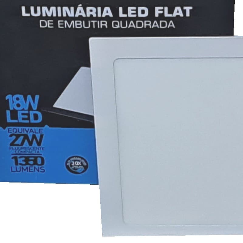 Plafon Led 18w 6500k Quadrado Embutir BF Iluminação Alto Brilho Durabilidade Gessos PVC Draywall
