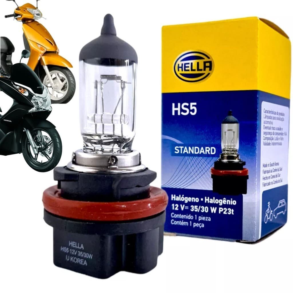 Lâmpada Farol Principal HS5 12V 35W / 30W Hella - Honda PCX150 / Lead 110