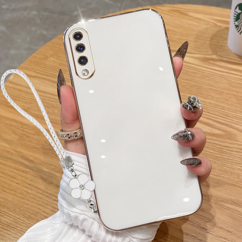 Capa Para Samsung Galaxy A70S A70 A50S A50 A30S A30 A20S M30S A20 A7 2018 A750 Luxo Galvanizado Borda Reta Silicone Maci